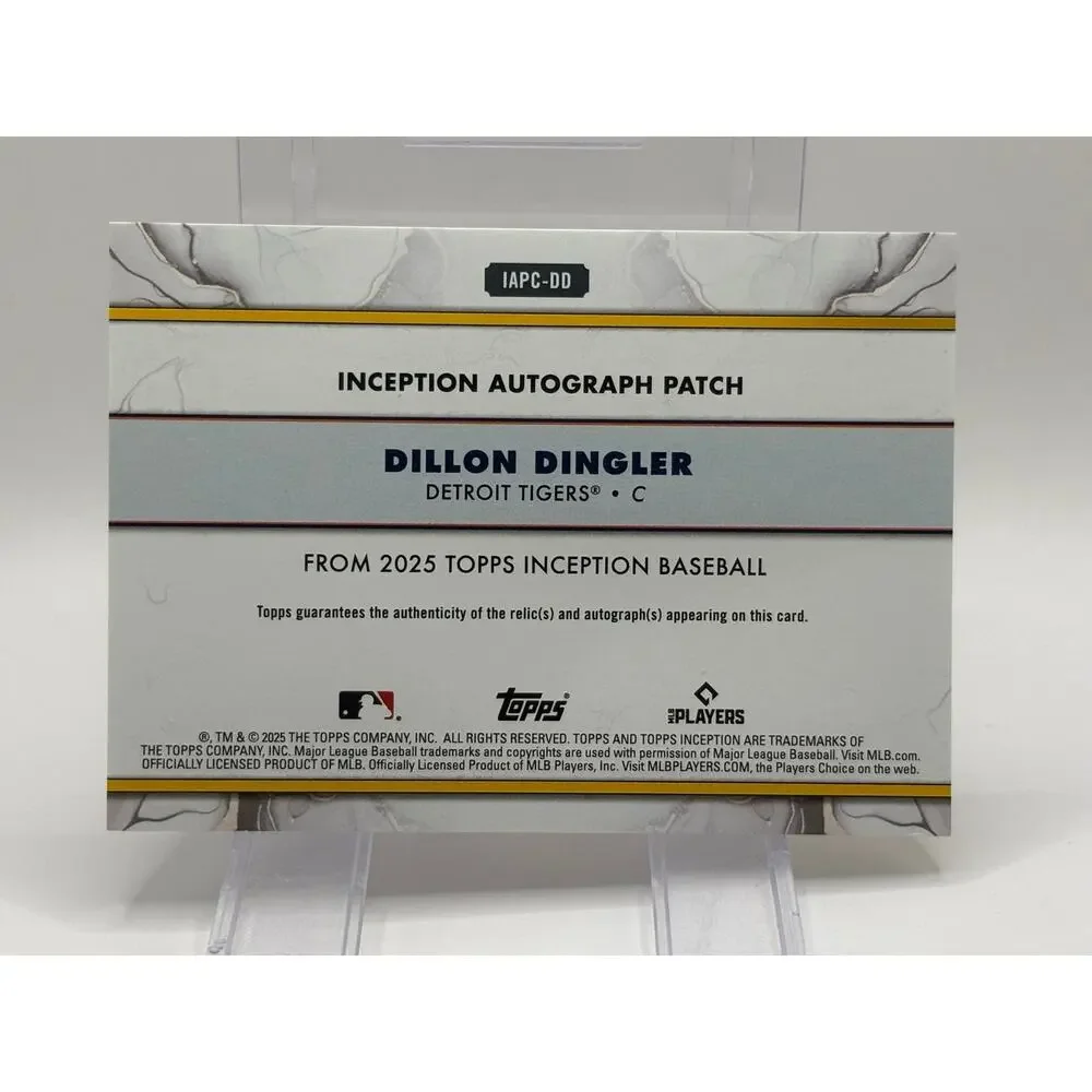 2025 Topps Inception Dillon Dingler Rookie Gold Patch Auto 16/50 SP Tigers RC
